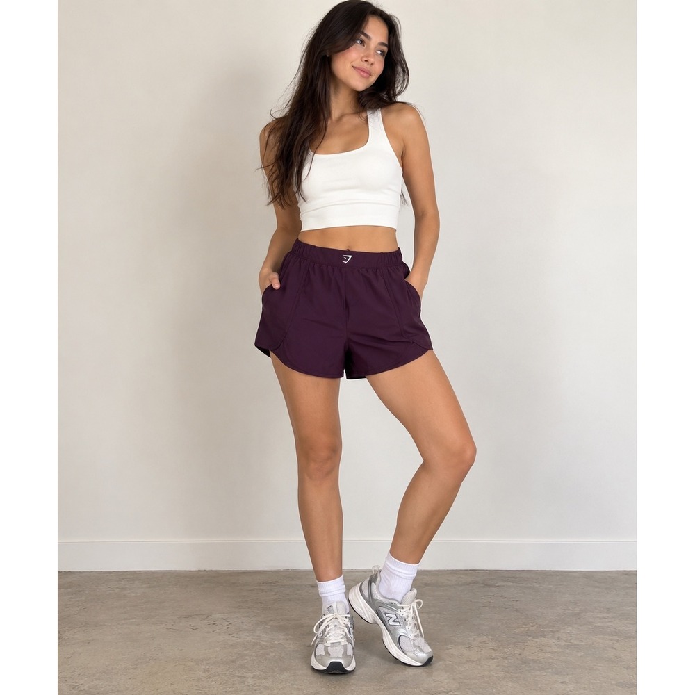 Gymshark Womens Training Shorts Purple Plum Elastic Waist Pockets Size L